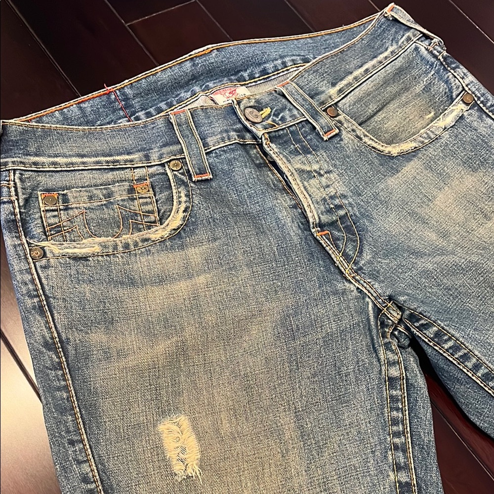 True religion men’s sz 34 washed ripped jeans - Picture 2 of 5